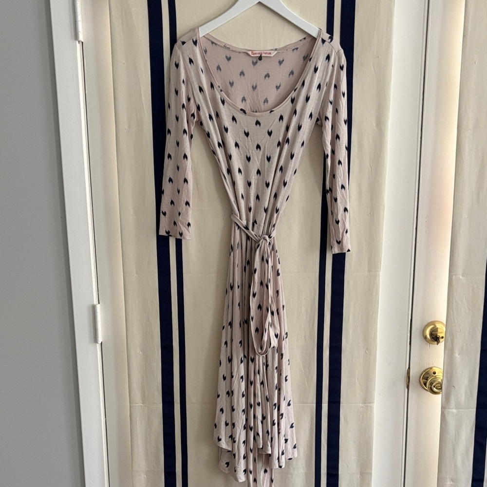 Rebecca Taylor Elegant Cream and Navy Heart Dress